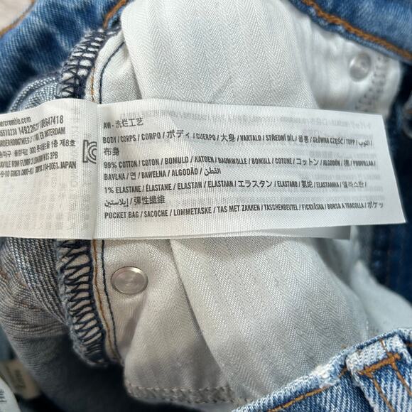 Abercrombie & Fitch Dad Shorts Blue Denim High Rise Frayed Hem Curve Love - Picture 5 of 6